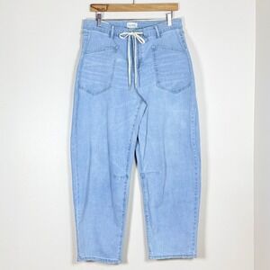 Nicole Miller Womens Barrel Leg Jeans Size 8 Light Wash High Rise Relaxed